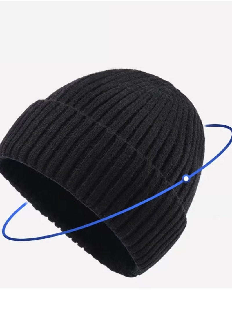 2-piece Stitch Pattern Children's Winter Gloves and Children's Knit Hat Warm Combo Black One-size-fits-all - Image 4